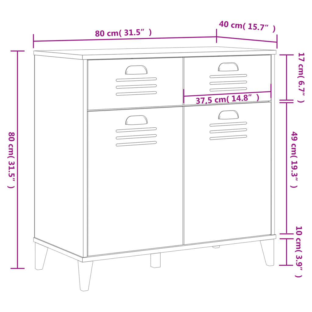 vidaXL Sideboard VIKEN Anthracite Grey 80x40x80 cm Engineered Wood