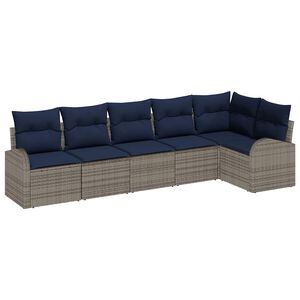 vidaXL Garden Sofa Set Grey Poly Rattan