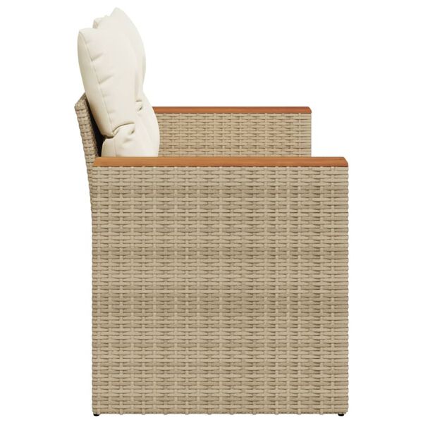 vidaXL Garden Sofa with Cushions 2-Seater Beige Poly Rattan
