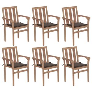 vidaXL Stackable Garden Chairs with Cushions 6 pcs Solid Teak Wood