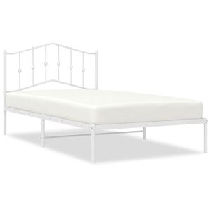 vidaXL Metal Bed Frame without Mattress with Headboard White 100x200cm