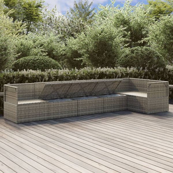vidaXL 6 Piece Garden Lounge Set with Cushions Grey Poly Rattan