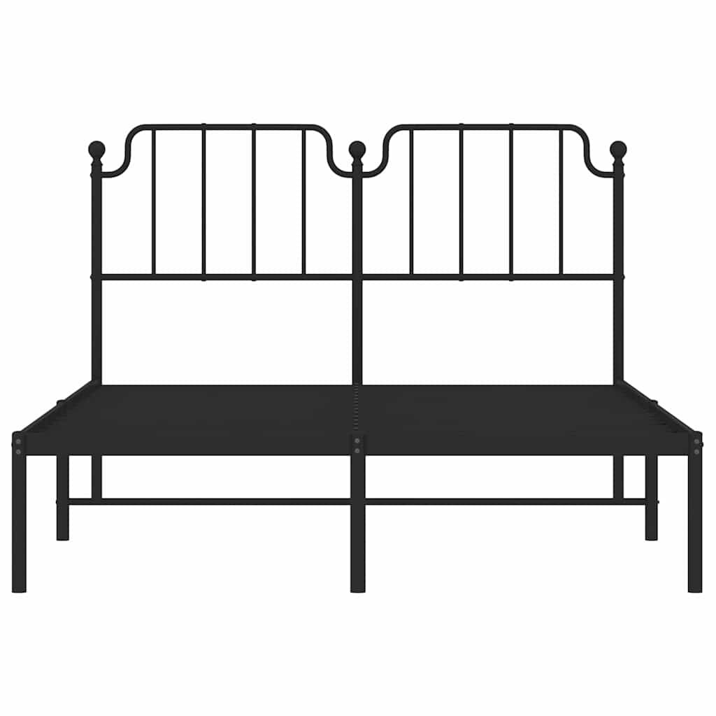 vidaXL Metal Bed Frame without Mattress with Headboard Black 150x200cm