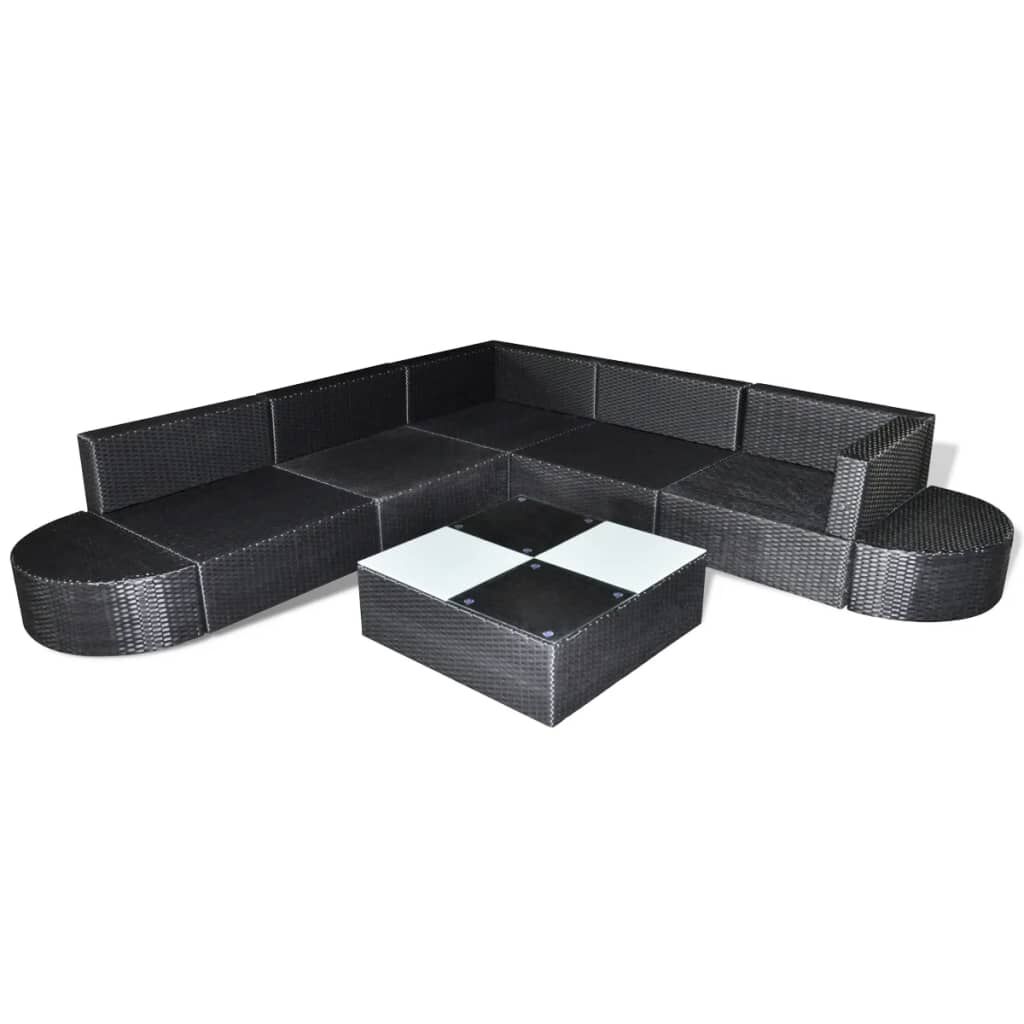 vidaXL 8 Piece Garden Lounge Set with Cushions Poly Rattan Brown