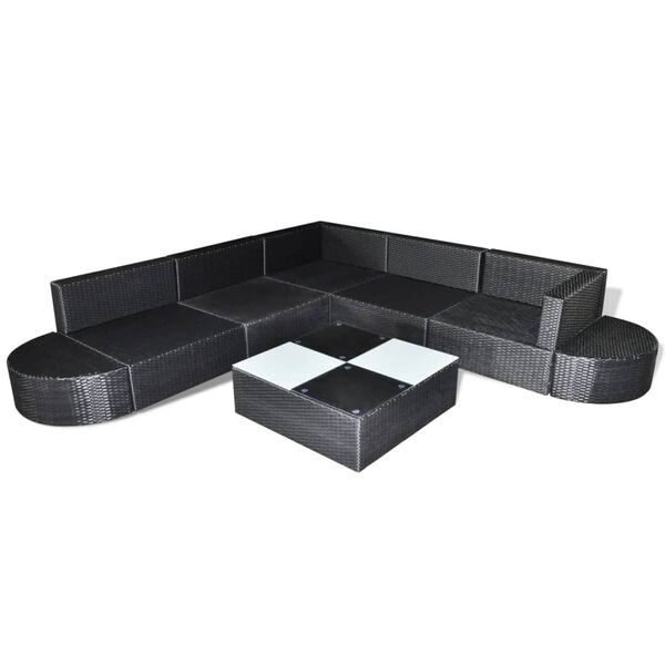 vidaXL 8 Piece Garden Lounge Set with Cushions Poly Rattan Brown