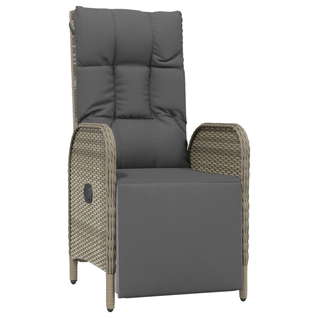 vidaXL 5 Piece Garden Dining Set with Cushions Black and Grey Poly Rattan