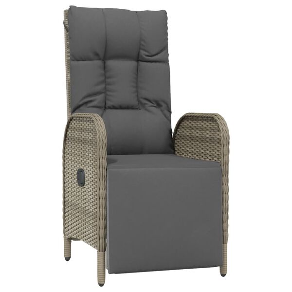 vidaXL 5 Piece Garden Dining Set with Cushions Black and Grey Poly Rattan