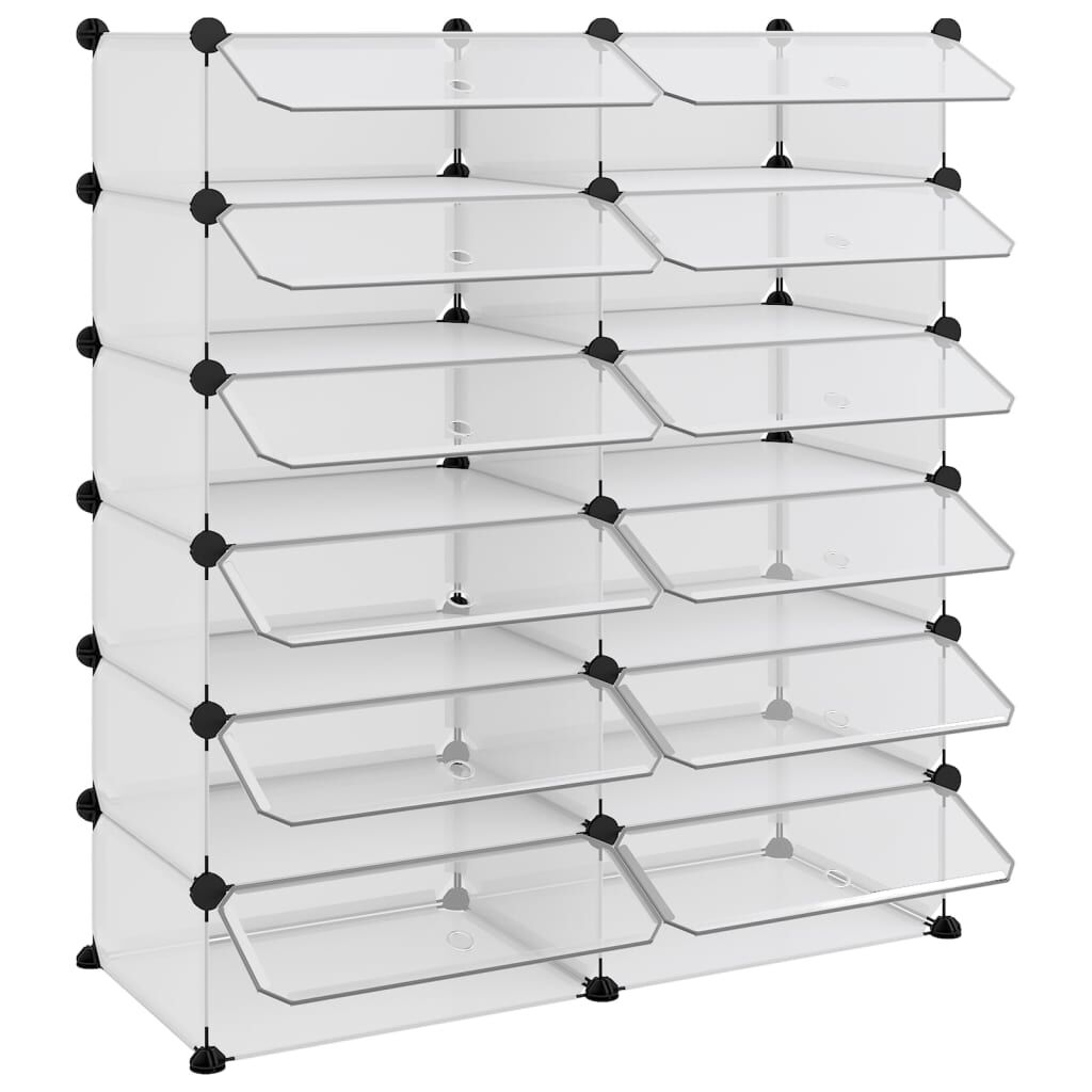 vidaXL Shoe Rack Transparent 94.5x36.5x106 cm PP
