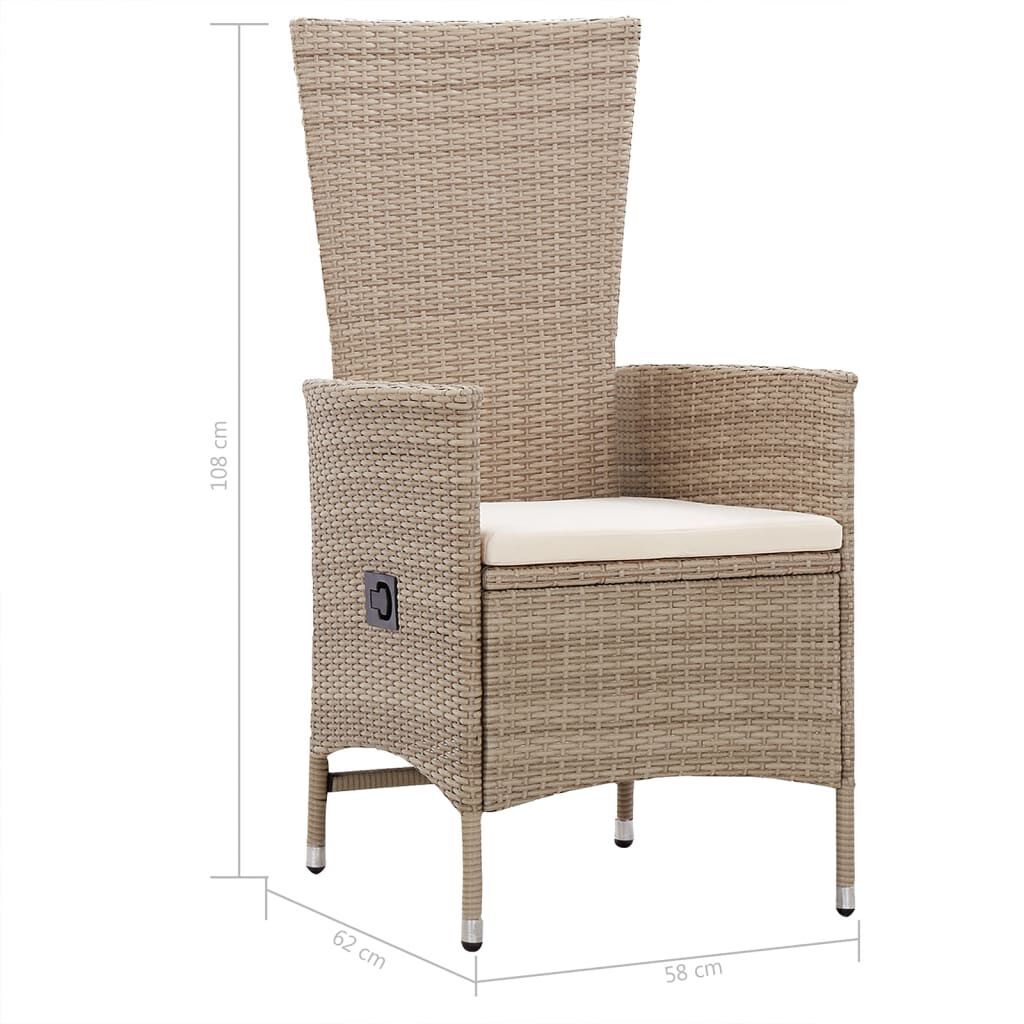vidaXL 7 Piece Garden Dining Set Beige