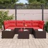 vidaXL Garden Sofa Set with Cushion 7 pcs Brown Poly Rattan