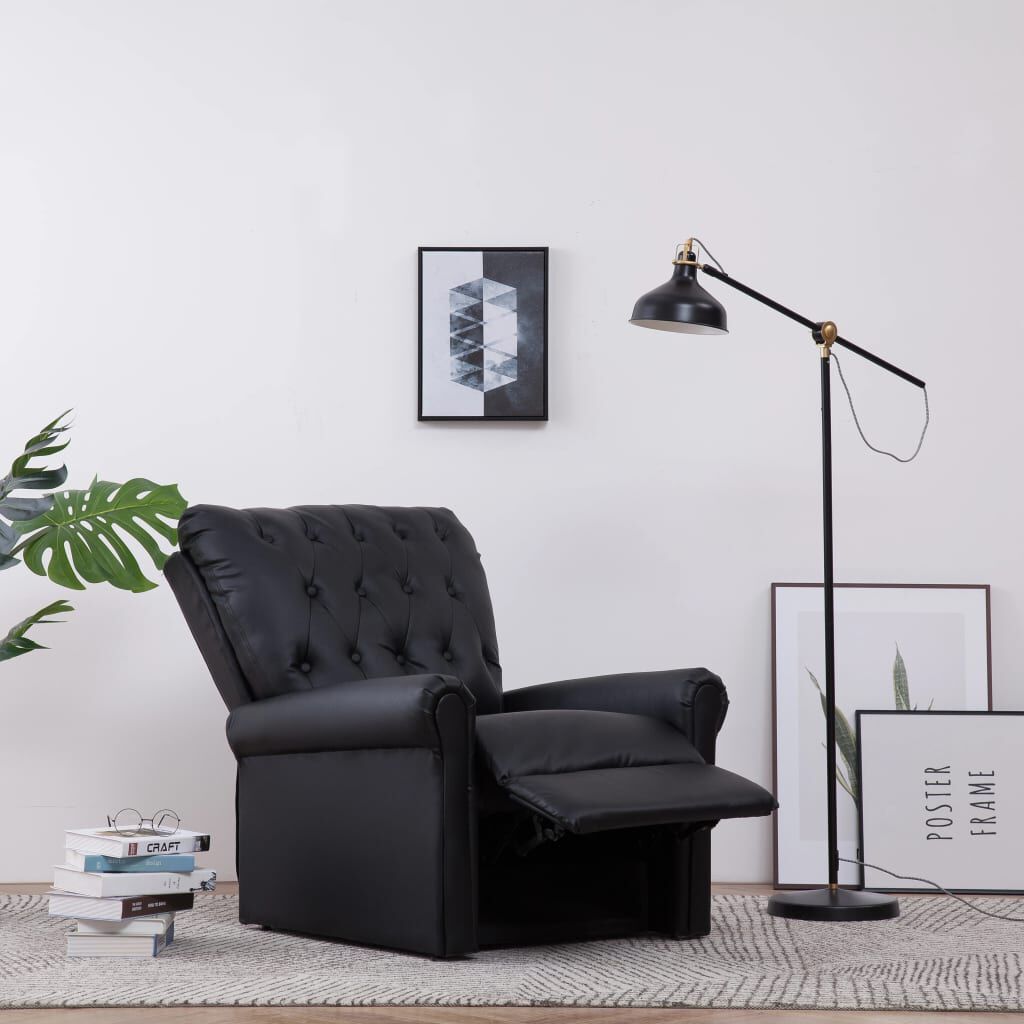 vidaXL Reclining Chair Black Faux Leather