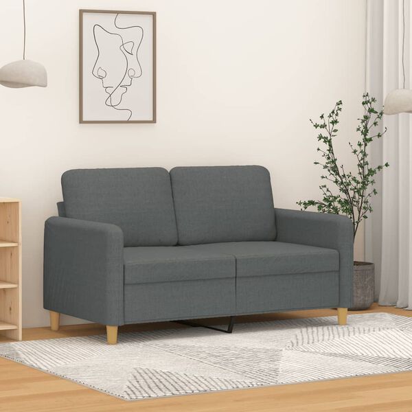 vidaXL 2-Seater Sofa Dark Grey 120 cm Fabric