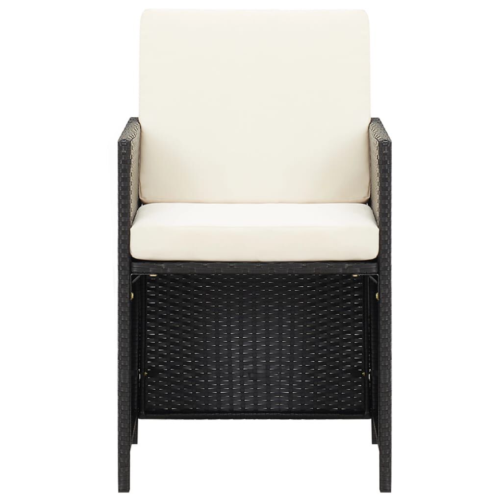 vidaXL Garden Chairs 2 pcs with Cushions and Pillows Poly Rattan Black