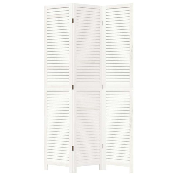 vidaXL Room Divider 3 Panels White Solid Wood Paulownia