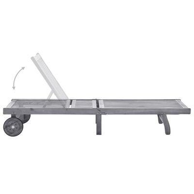 vidaXL Garden Sun Lounger with Cushion Grey Solid Acacia Wood