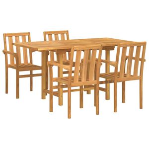 vidaXL Garden Dining Set 5 pcs Brown 160 x 80 x 75 cm Solid teak wood