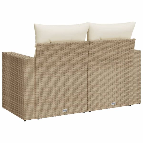 vidaXL Garden Sofa with Cushions 2-Seater Beige Poly Rattan