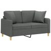 vidaXL 2-Seater Sofa with Throw Pillows Dark Grey 120 cm Fabric
