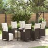 vidaXL Garden Dining Set with Cushion 7 pcs Brown Poly Rattan