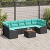 vidaXL Garden Sofa Set 8 pcs Black and turquoise
