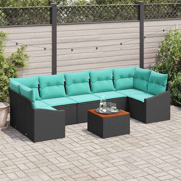vidaXL Garden Sofa Set 8 pcs Black and turquoise