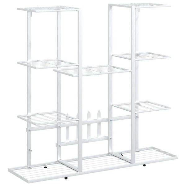 vidaXL Flower Stand 94.5x25x89 cm White Iron