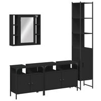 vidaXL 4 Piece Bathroom Cabinet Set Black Engineered Wood