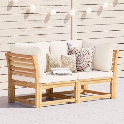 vidaXL Garden Sofa with Cushions 2-Seater Solid Wood Acacia