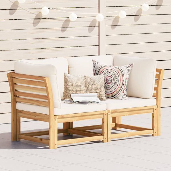 vidaXL Garden Sofa with Cushions 2-Seater Solid Wood Acacia
