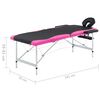 vidaXL 2-Zone Foldable Massage Table Aluminium Black and Pink