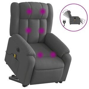 vidaXL Electric Stand up Massage Recliner Chair Dark Grey Fabric