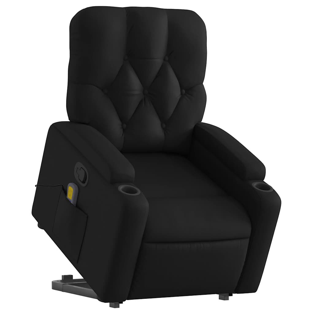 vidaXL Stand up Massage Recliner Chair Black Faux Leather