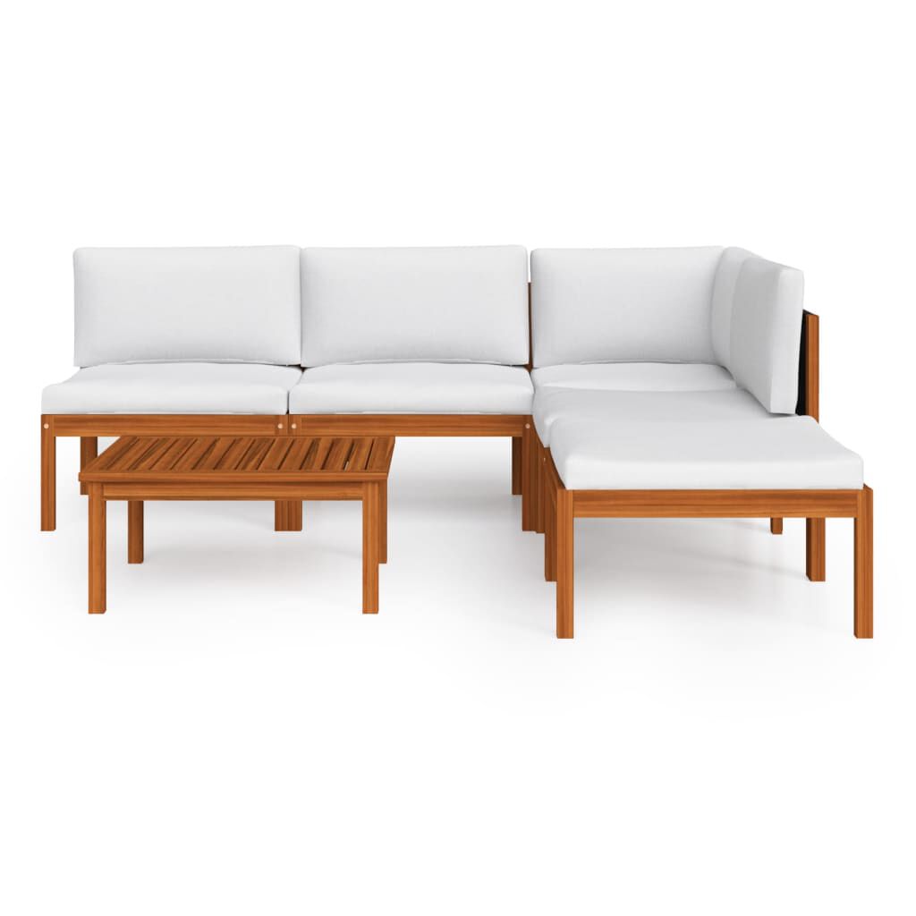 vidaXL 6 Piece Garden Lounge Set with Cushions Cream Solid Acacia Wood