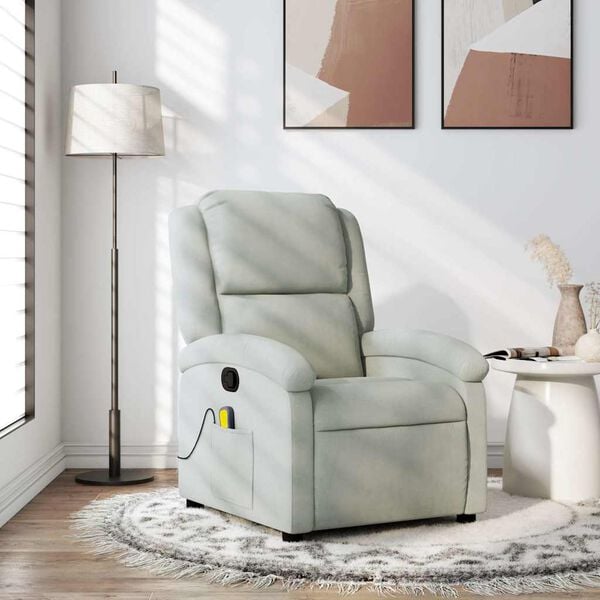 vidaXL Massage Recliner Chair Light Grey Velvet
