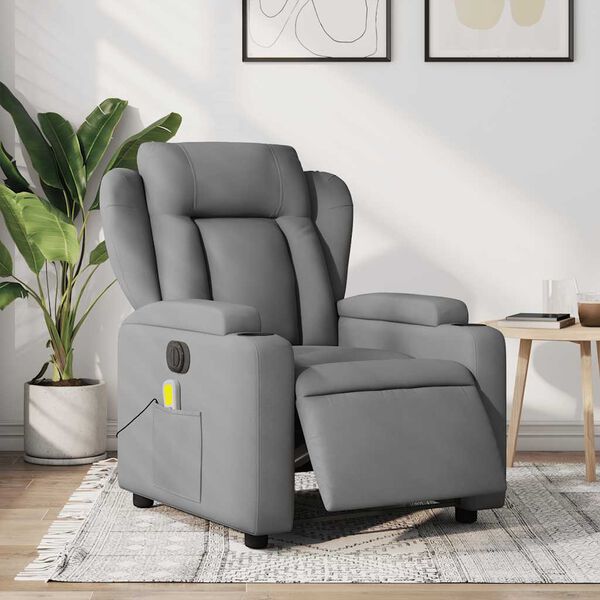 vidaXL Electric Massage Recliner Chair Light Grey Fabric