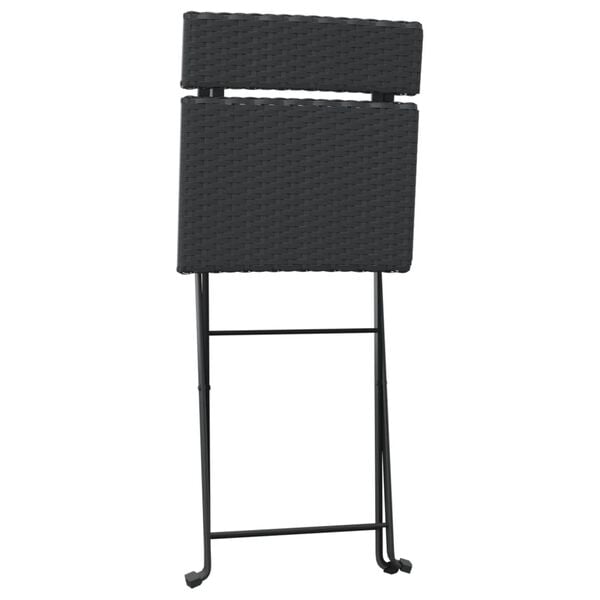 vidaXL 3 Piece Folding Bistro Set Black Poly Rattan