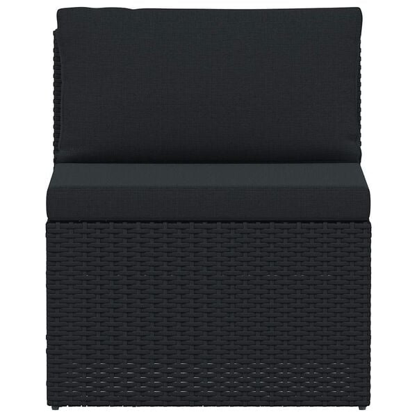 vidaXL 4 Piece Garden Lounge Set with Cushions Poly Rattan Black