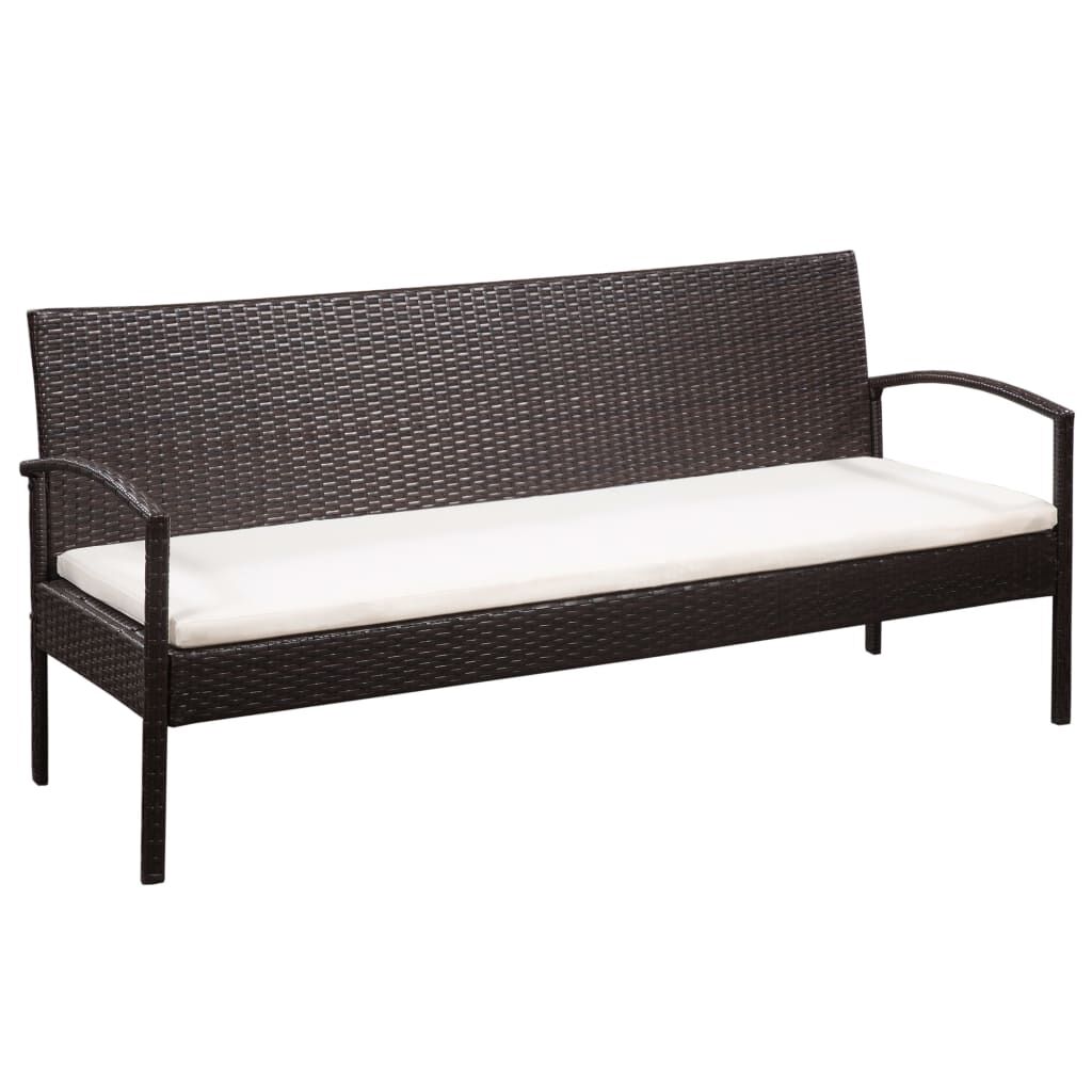 vidaXL 5 Piece Garden Lounge Set with Cushions Poly Rattan Brown