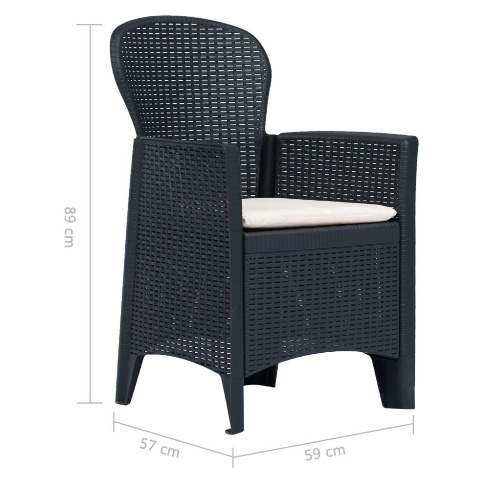 vidaXL 9 Piece Outdoor Dining Set Plastic Anthracite Rattan Look
