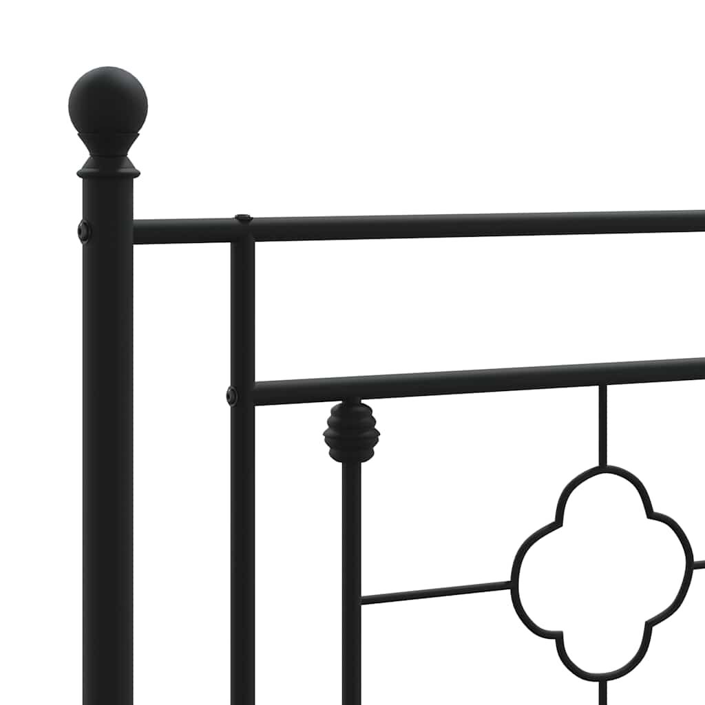 vidaXL Metal Bed Frame without Mattress with Headboard Black 100x200cm