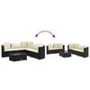 vidaXL 6 Piece Garden Sofa Set with Cushions Black Poly Rattan