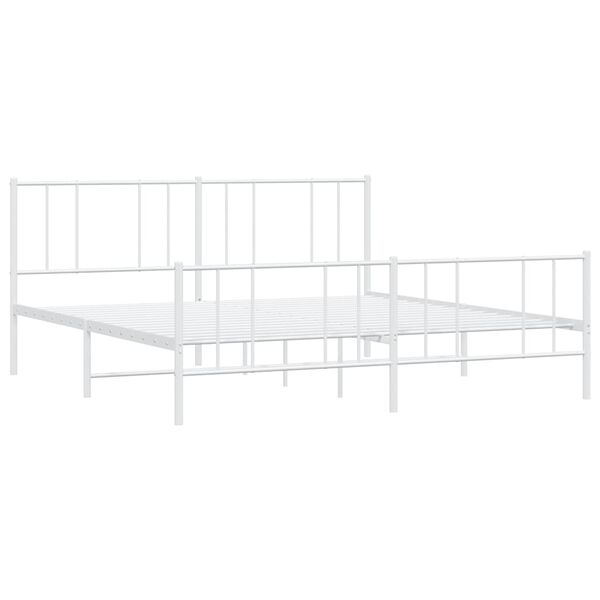 vidaXL Metal Bed Frame without Mattress with Footboard White 193x203cm