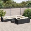 vidaXL 11 Piece Garden Sofa Set with Cushions Black Poly Rattan