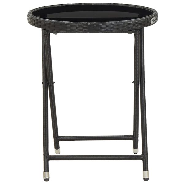 vidaXL 5 Piece Garden Bistro Set Poly Rattan and Tempered Glass Black