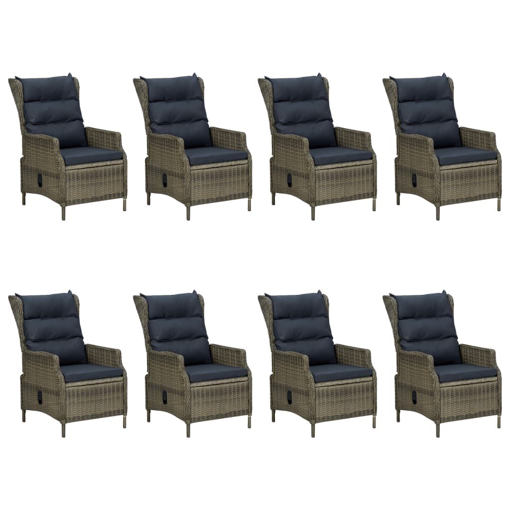 vidaXL 9 Piece Outdoor Dining Set with Cushions Poly Rattan Brown