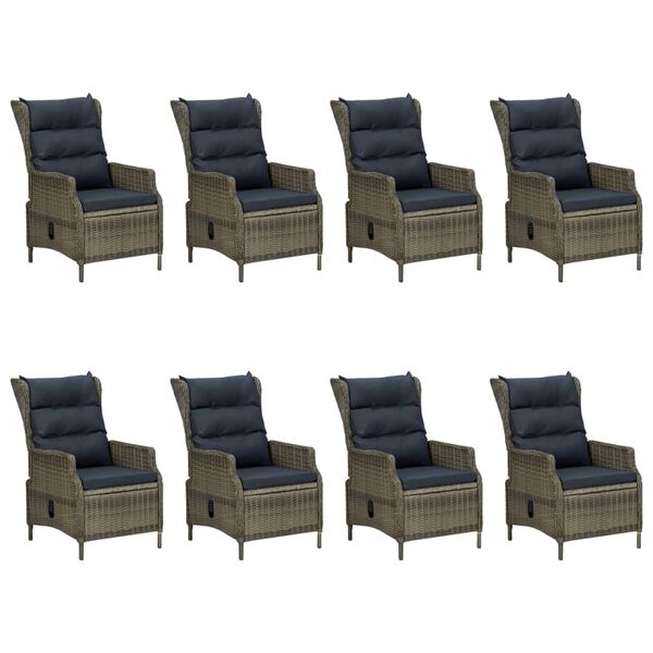 vidaXL 9 Piece Outdoor Dining Set with Cushions Poly Rattan Brown
