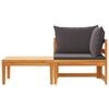 vidaXL 2 Piece Garden Lounge Set with Dark Grey Cushions Acacia Wood