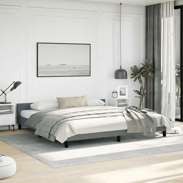 vidaXL Bed Frame without Mattress Dark Grey 193x203 cm Velvet
