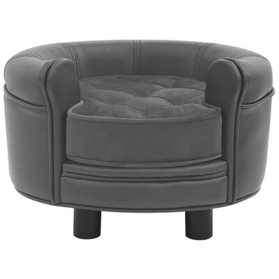 vidaXL Dog Sofa Grey 48x48x32 cm Plush and Faux Leather