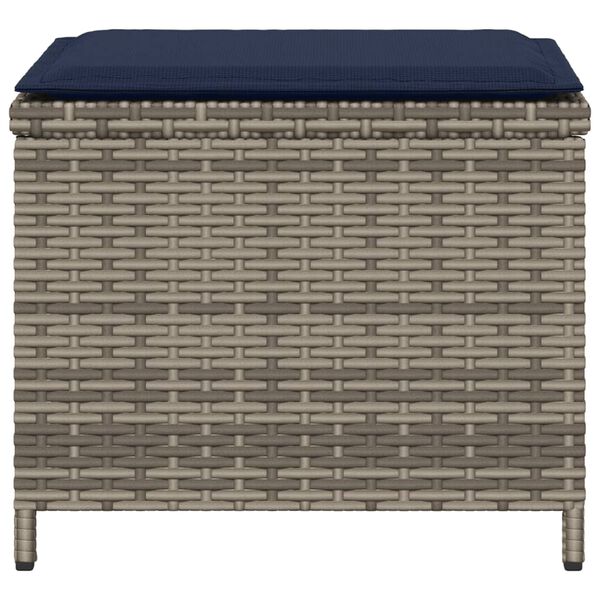 vidaXL Garden Stools with Cushions 4 pcs Grey 40x40x35 cm Poly Rattan